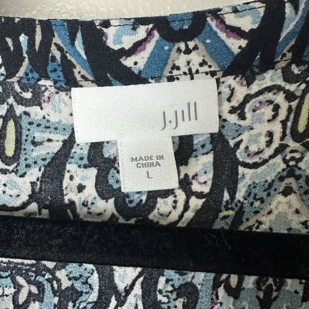 J Jill Women's Large V-Neck Paisley Floral Long‎ Sleeve Pullover Tunic Blouse - Picture 4 of 5